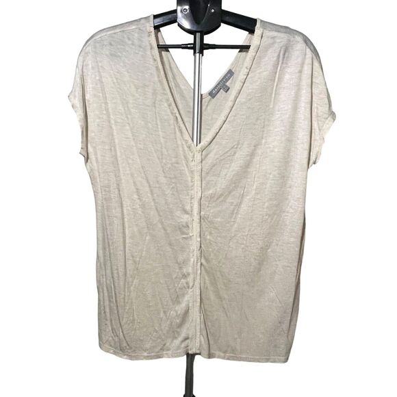 Daniel Rainn Shirt Women's Medium Cream V-Neckline Front Back Sleeveless Airy - Picture 1 of 9